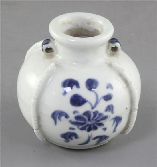 A Chinese blue and white jarlet, Yuan - Ming dynasty, height 7.5cm